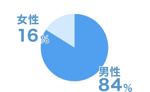 男性84%女性16%